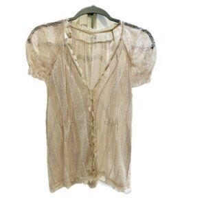 BCBGMaxAzria Sheer Creamy Beige Blouse  (M)